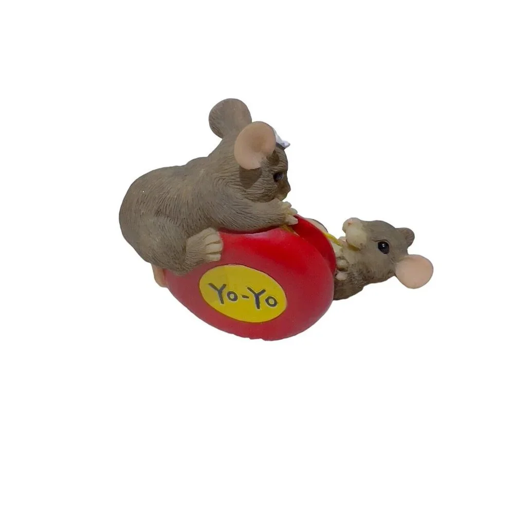 Fitz And Floyd Charming Tails Mouse Yo- Yo Even the Ups and Downs Are Fun Figure